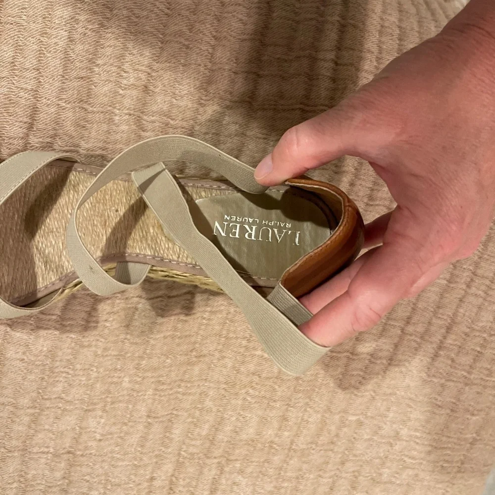 Ralph Lauren Beige Crisscross Espadrille Sandals